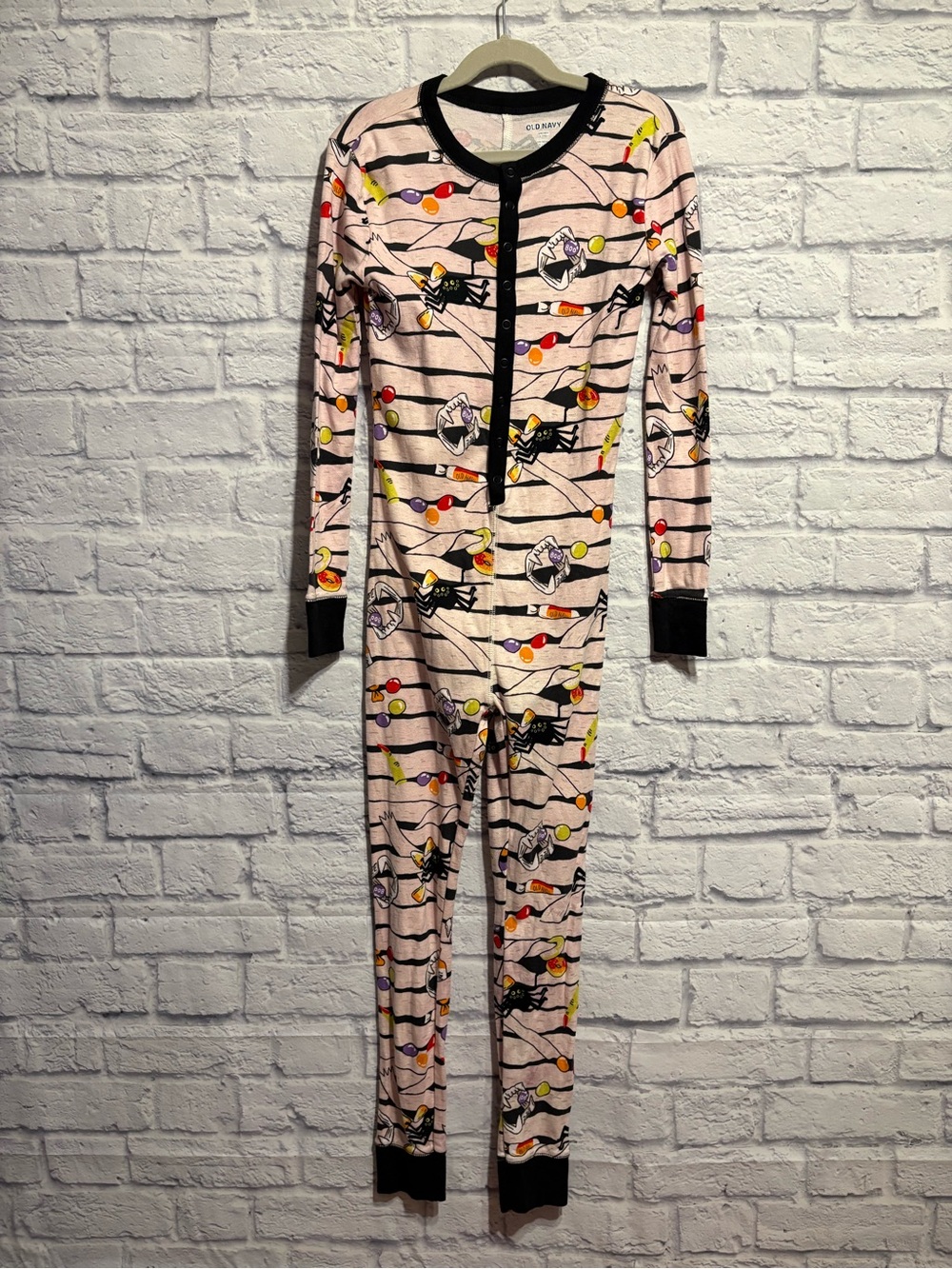 Old Navy Striped Kids 1-Piece Pajamas with Halloween Print Unisex Size 10